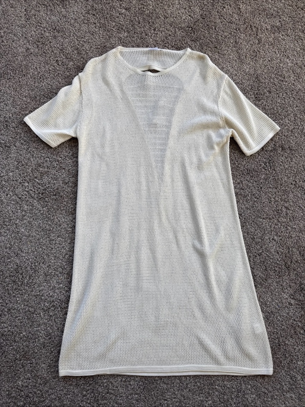 Women’s L/XL but fits Medium Light Cream Mesh Swim Coverup Dress EUC